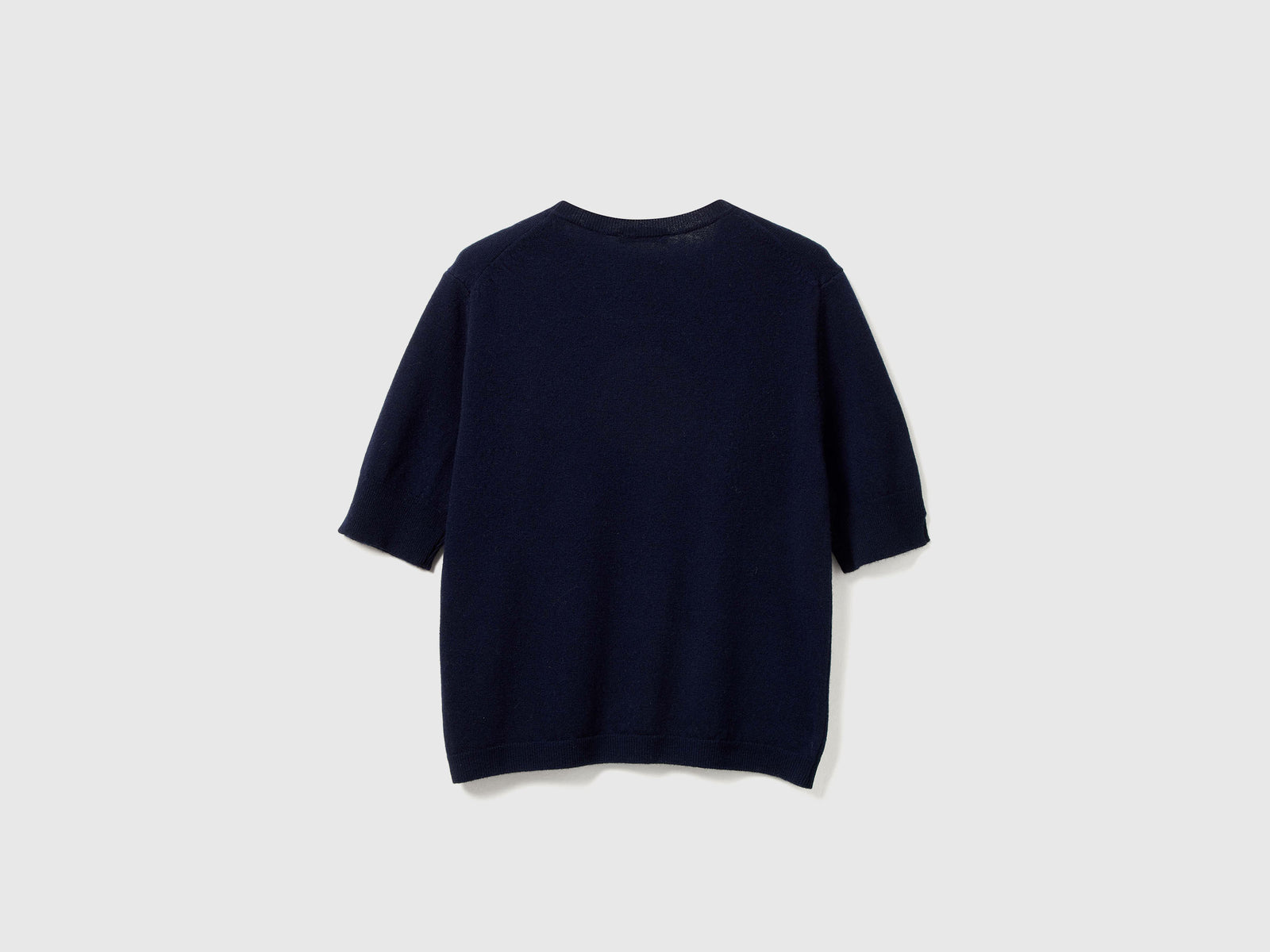 Camisola de manga curta azul-escuro em pura lã Merino - ucb_image_BS