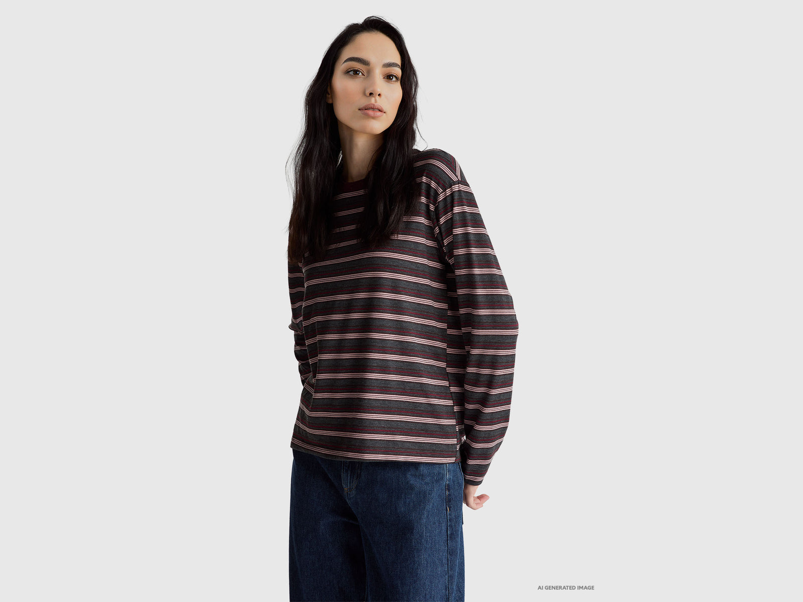 T-shirt às riscas com gola lurex - ucb_image_F
