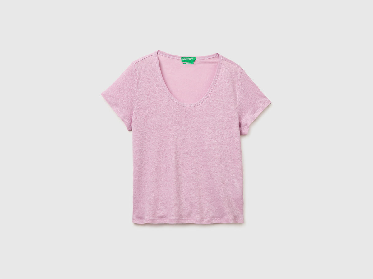 T-shirt de gola redonda em linho puro - ucb_image_FS