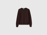 Camisola de gola redonda chocolate em pura lã Merino - ucb_image_FS