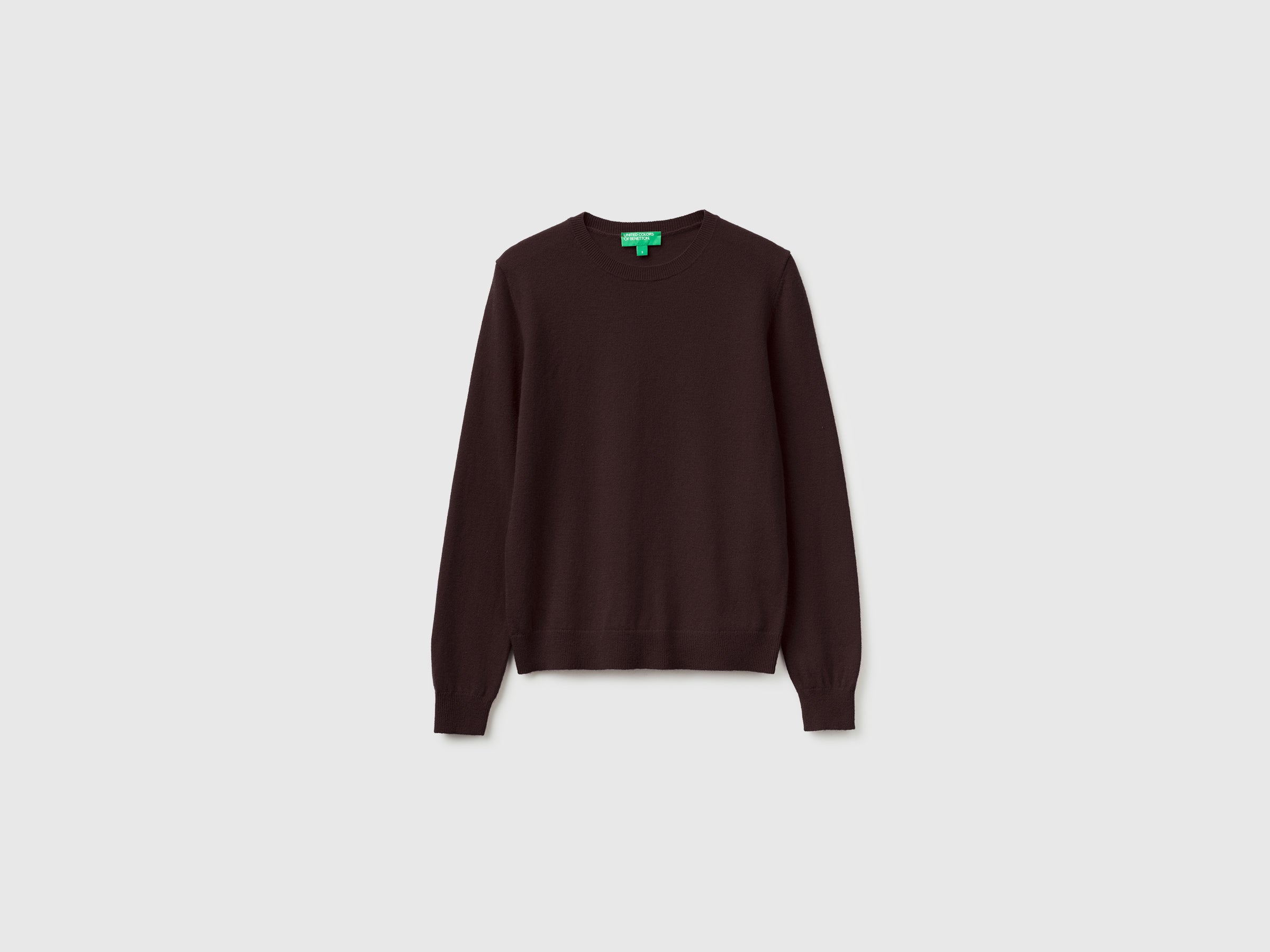 Camisola de gola redonda chocolate em pura lã Merino - ucb_image_FS