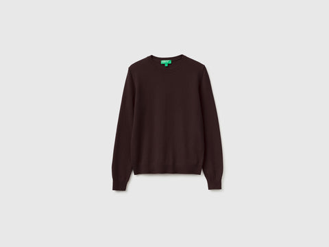 Camisola de gola redonda chocolate em pura lã Merino - ucb_image_FS