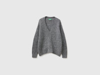 Camisola decote em V perfurada em mistura de lã e alpaca - ucb_image_FS