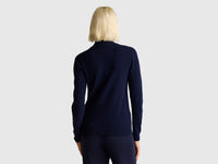 Camisola de gola alta azul-escuro em pura lã Merino - ucb_image_B
