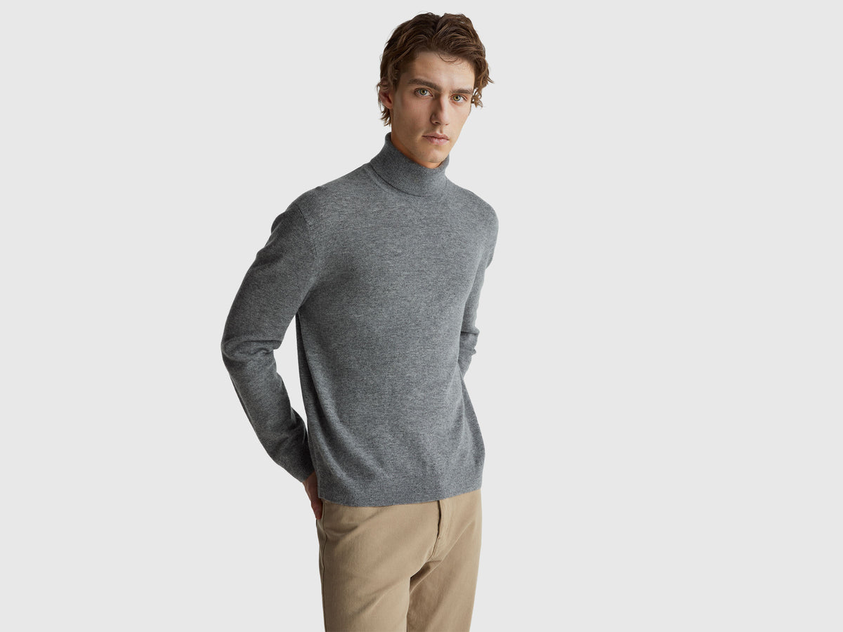 Gray turtleneck in pure Merino wool - ucb_image_F