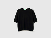 Camisola de manga curta preta em pura lã Merino - ucb_image_FS
