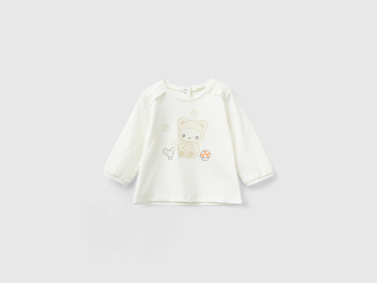 T-shirt em algodão quente com folhos - ucb_image_FS
