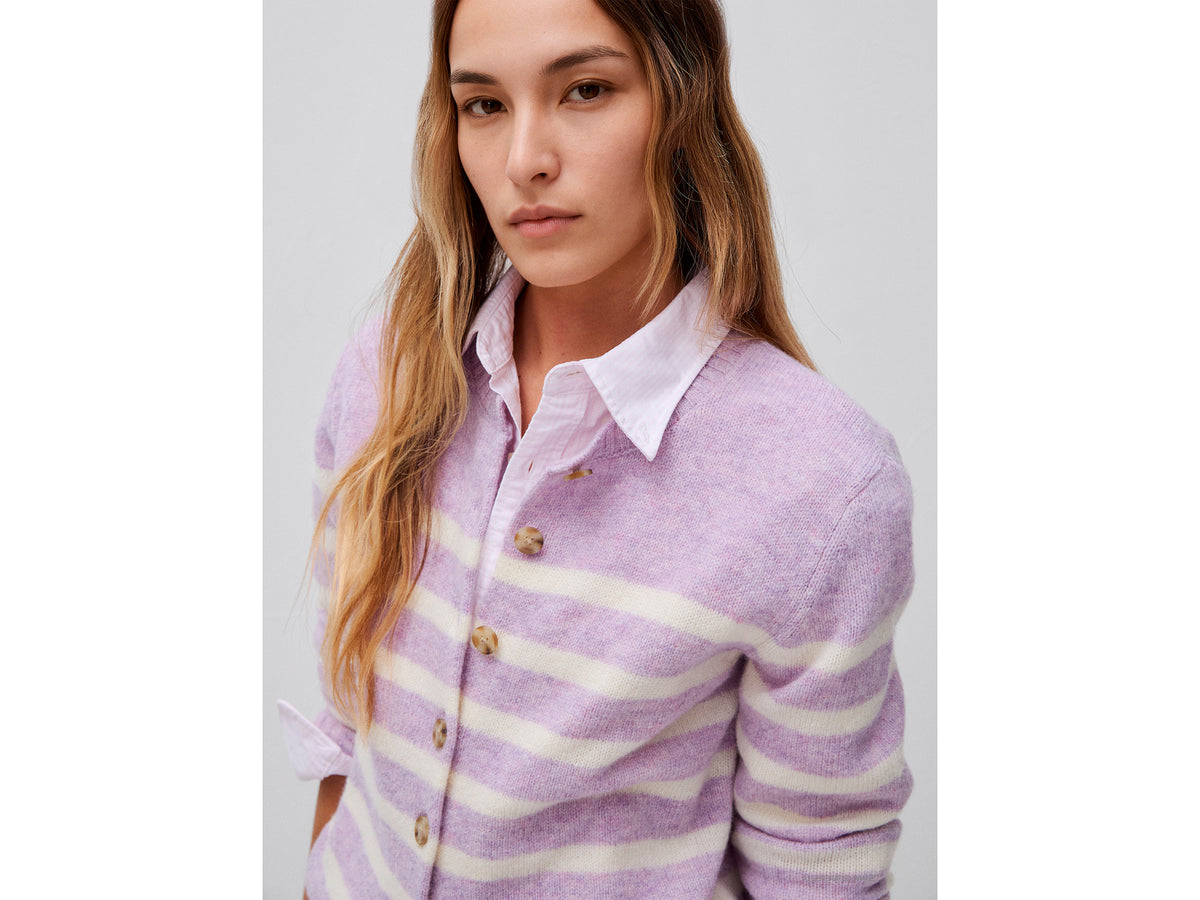 Cardigã às riscas 100% lã Shetland - ucb_image_FY