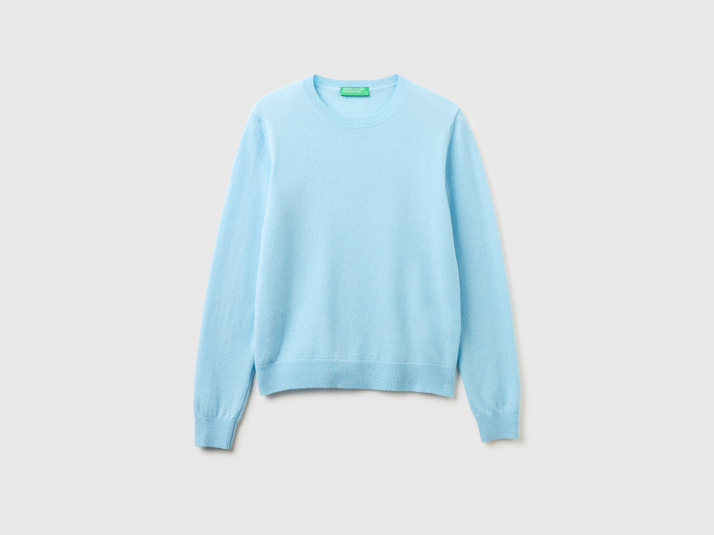 Camisola de gola redonda azul-celeste em pura lã Merino - ucb_image_FS