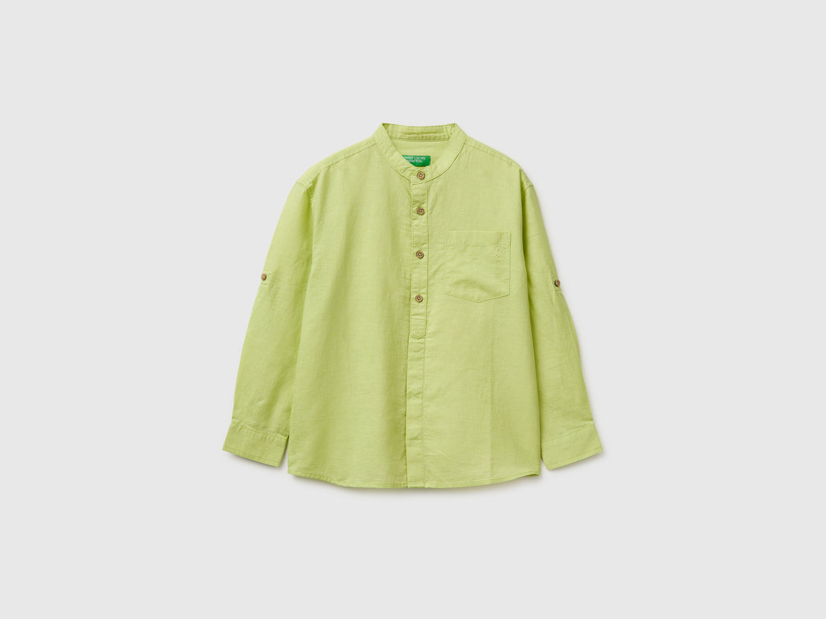 Linen blend mandarin collar shirt - ucb_image_FS