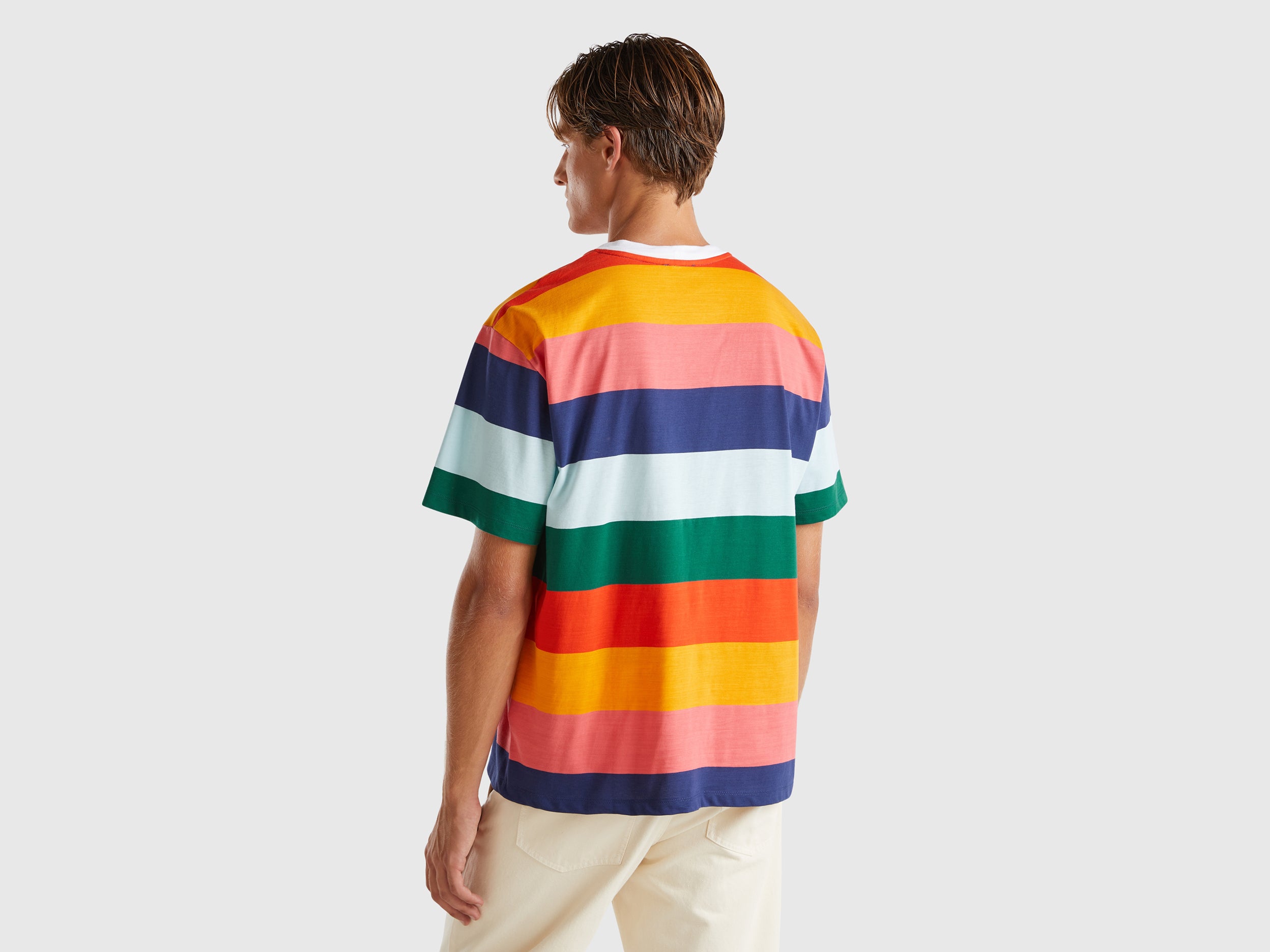 T-shirt over fit às riscas multicolor - ucb_image_B