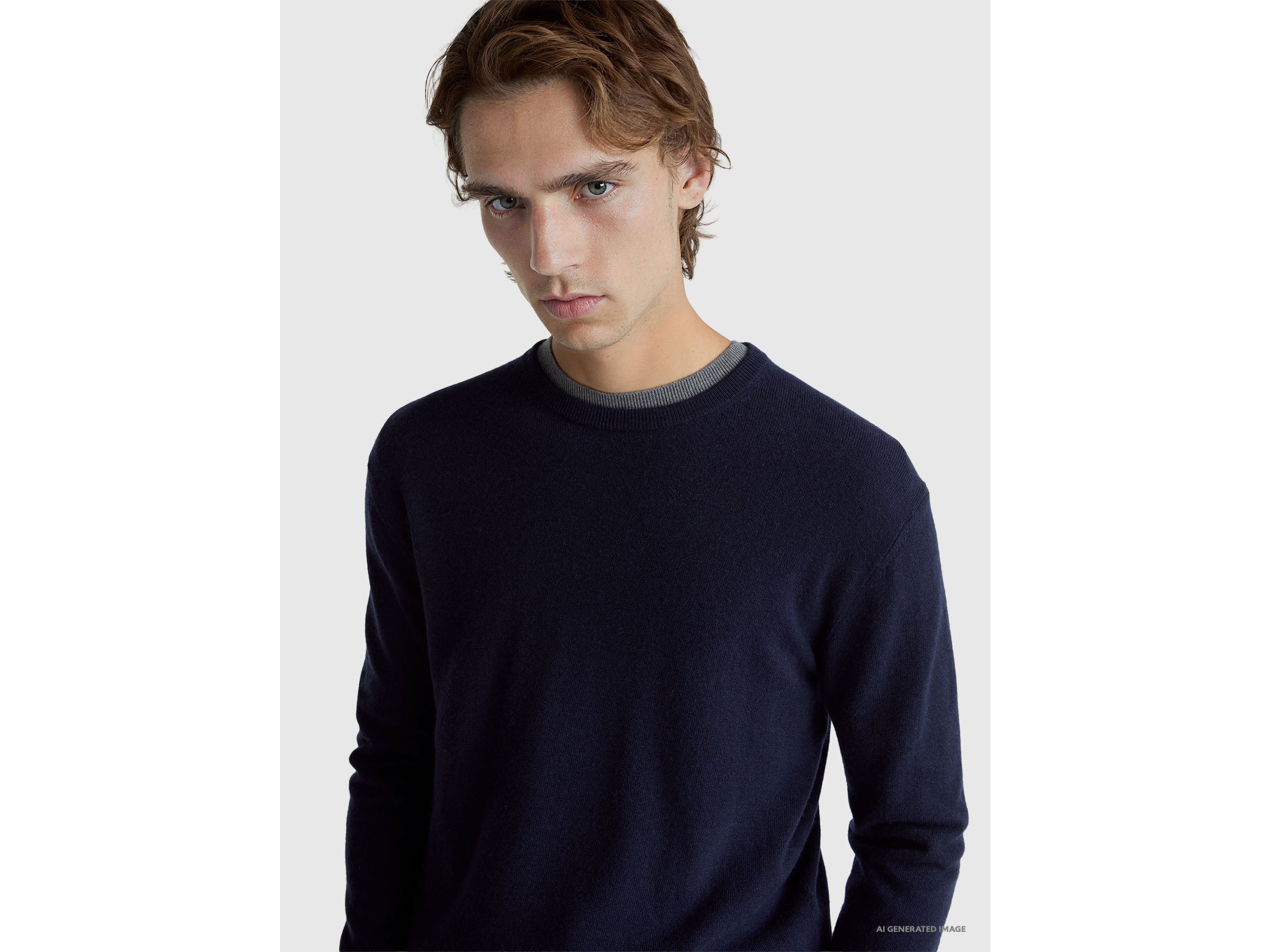 Camisola azul-escuro em pura lã Merino - ucb_image_FY