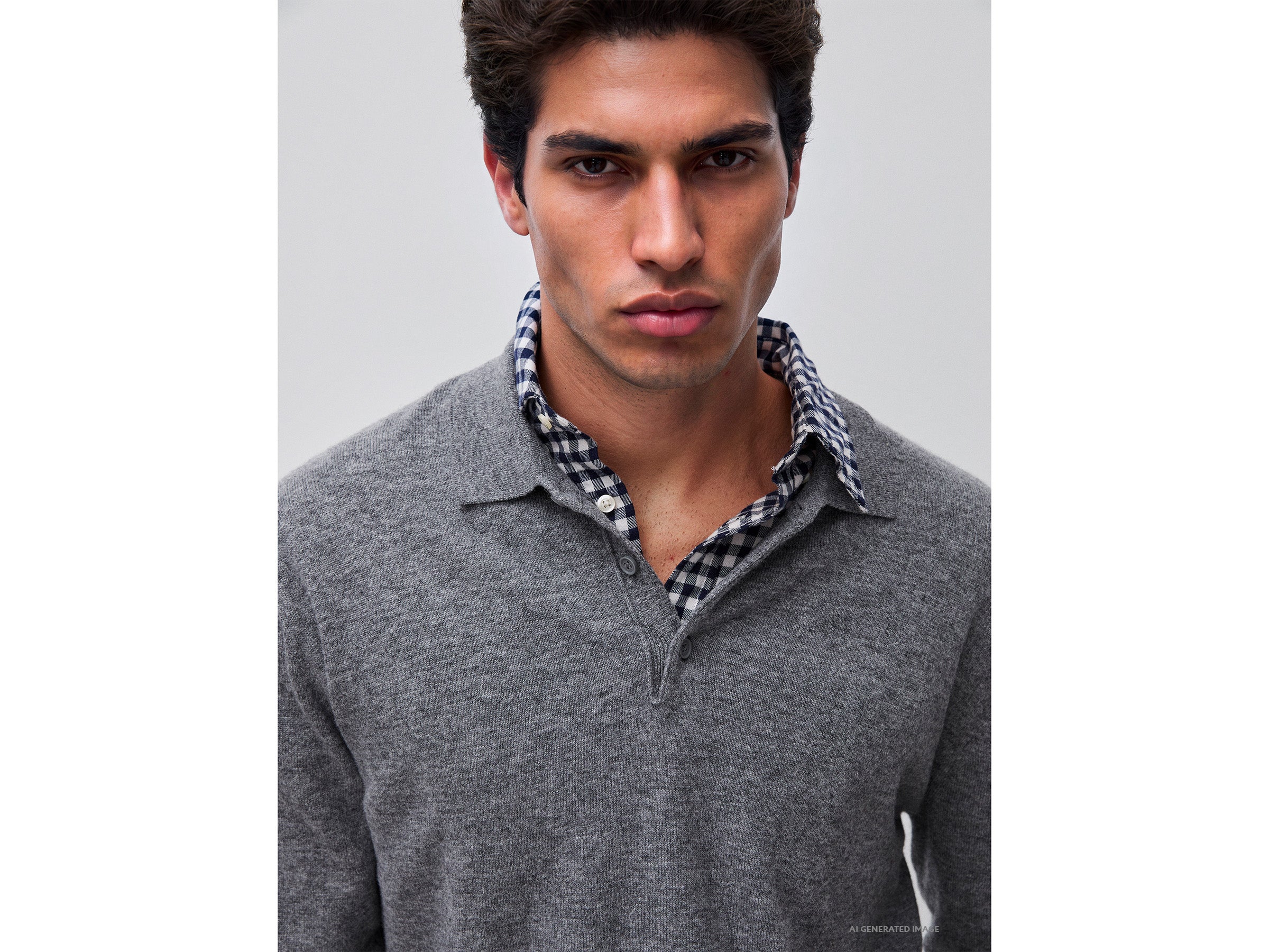 Polo cinza mélange em pura lã Merino - ucb_image_FY