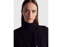 Black crew neck cardigan in pure Merino wool - ucb_image_FY