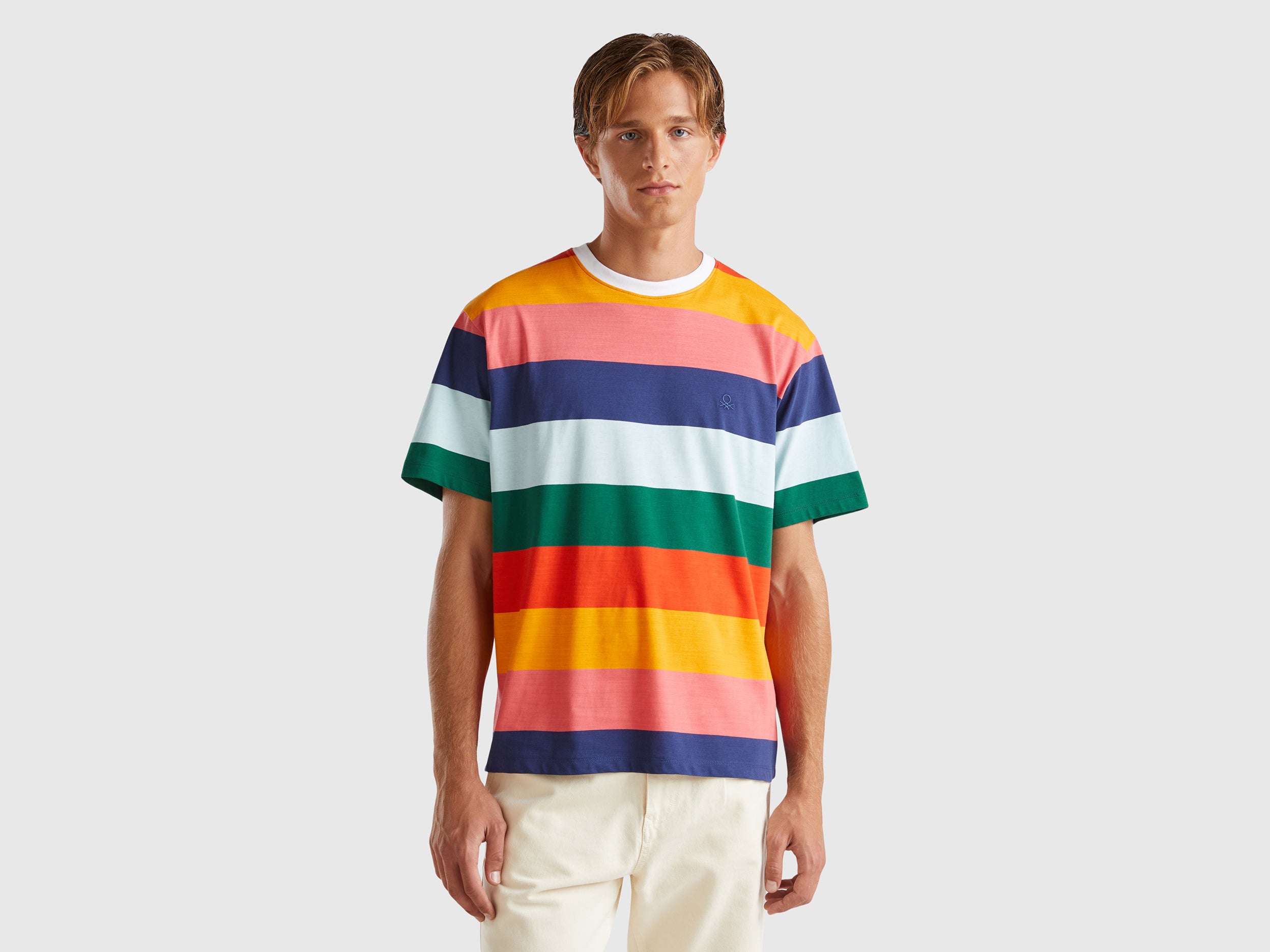 T-shirt over fit às riscas multicolor - ucb_image_F
