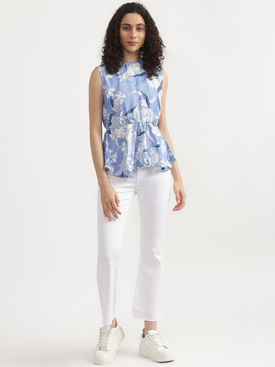 Long Sleeve High Low Peplum Top image number null