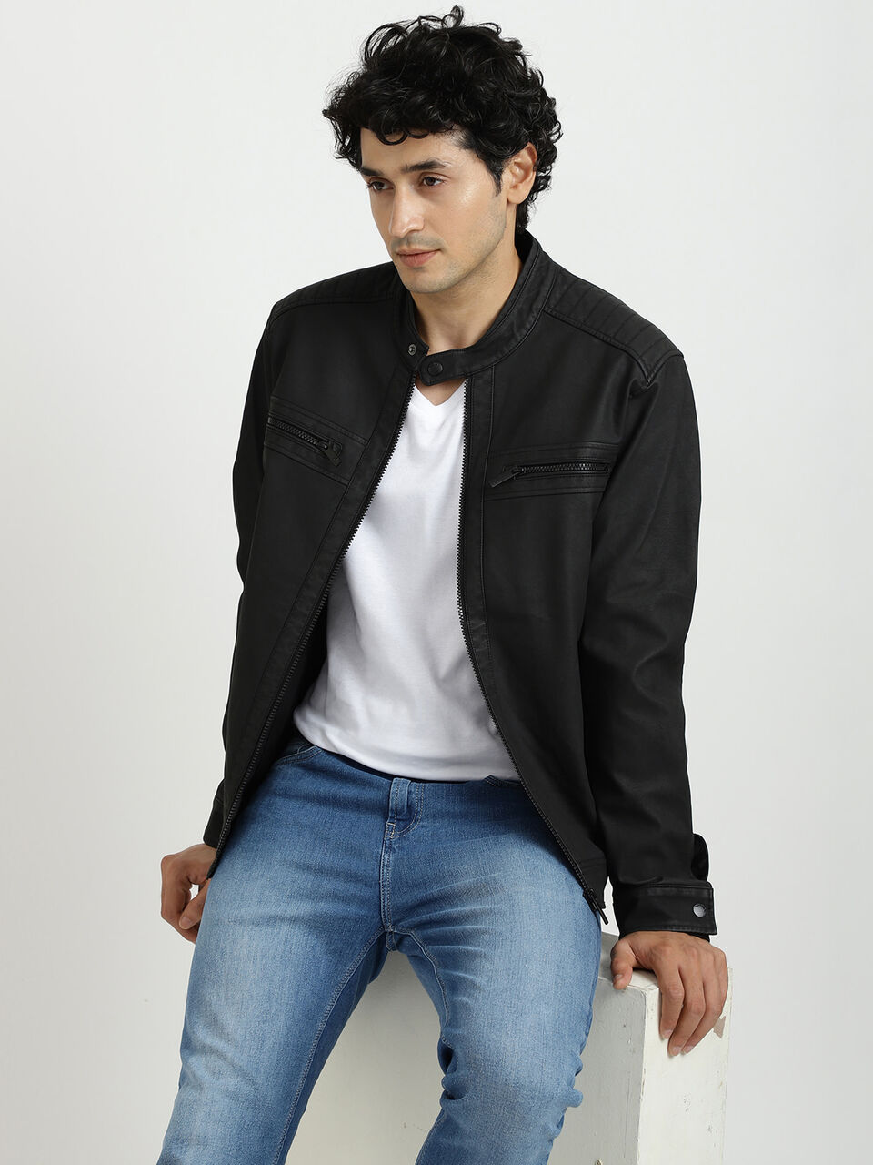 PU BIKER STYLE JACKET image number null