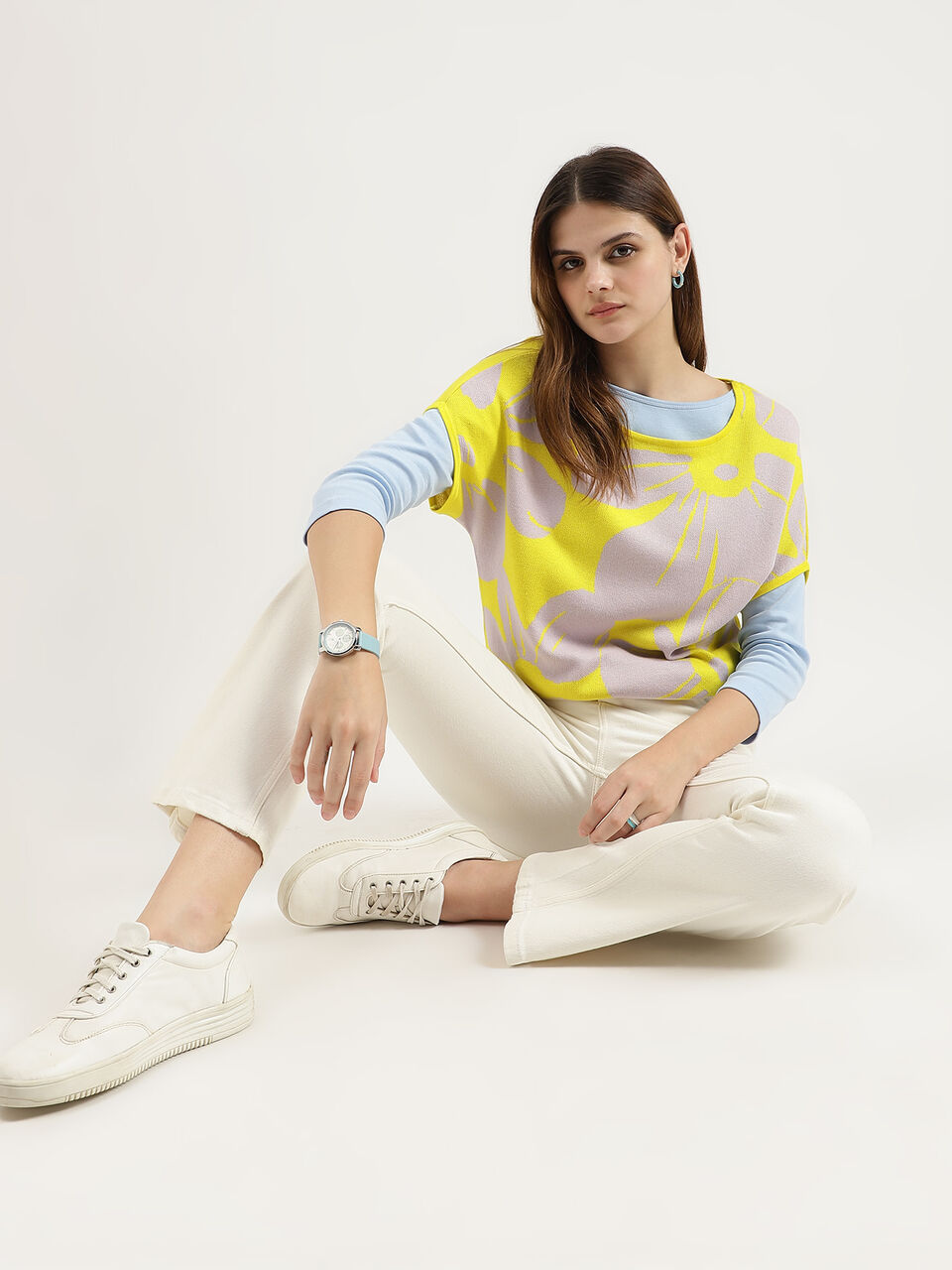 EXTD SLV FLORAL JACQUARD TRICOT image number null