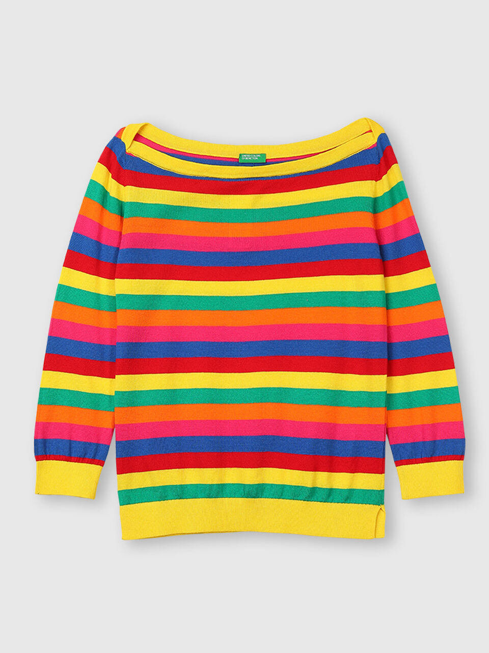 Cotton Boat Neck Striped Sweater image number 1