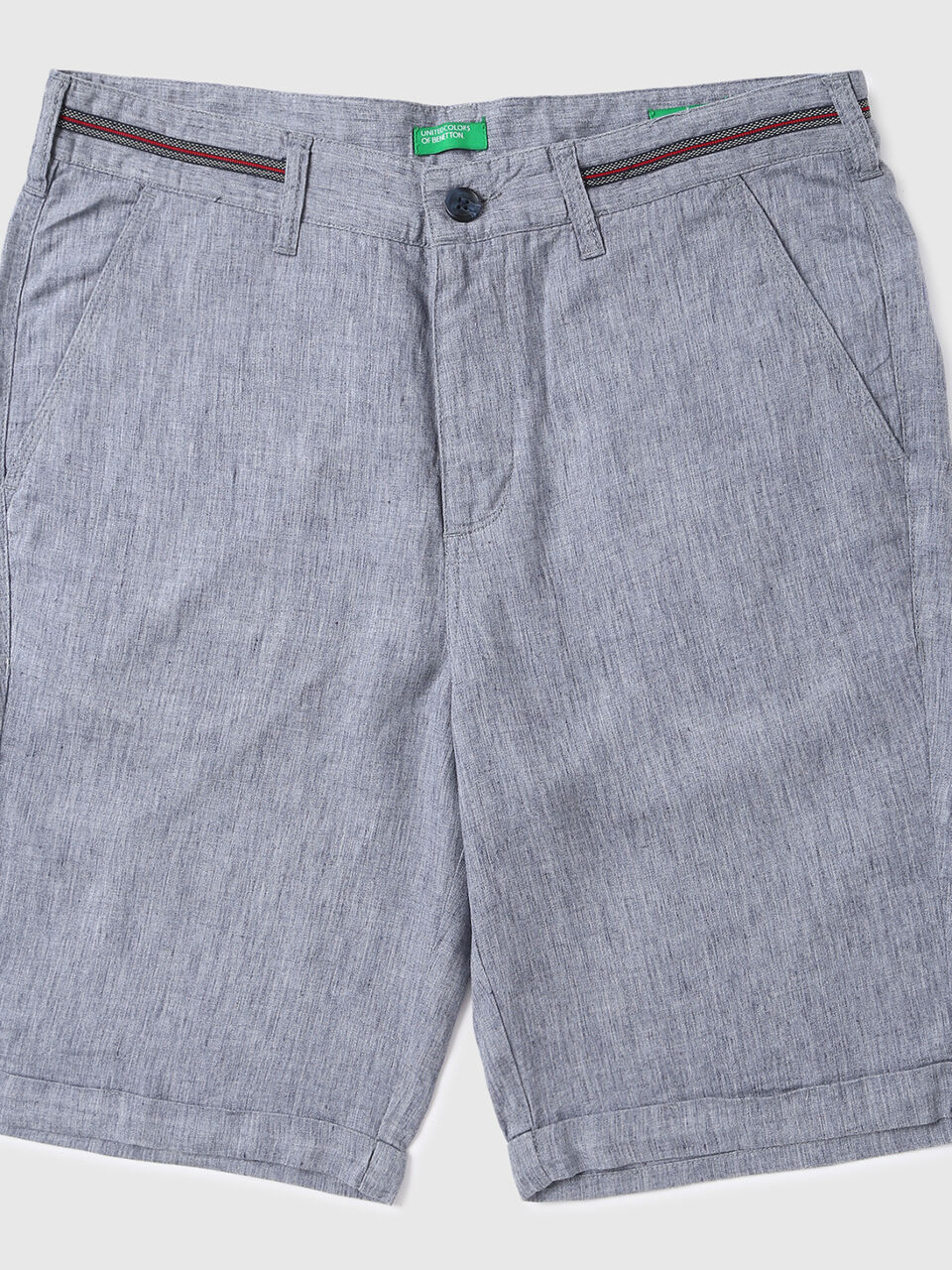 Mid Rise Slim Fit Lyocell Linen Shorts-Solid image number 1