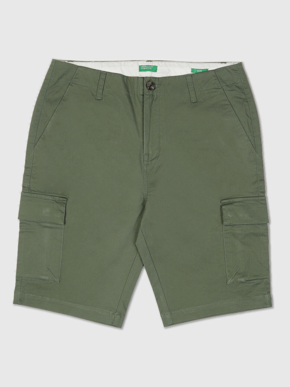 Slim Fit Satin Cargo Shorts image number 1