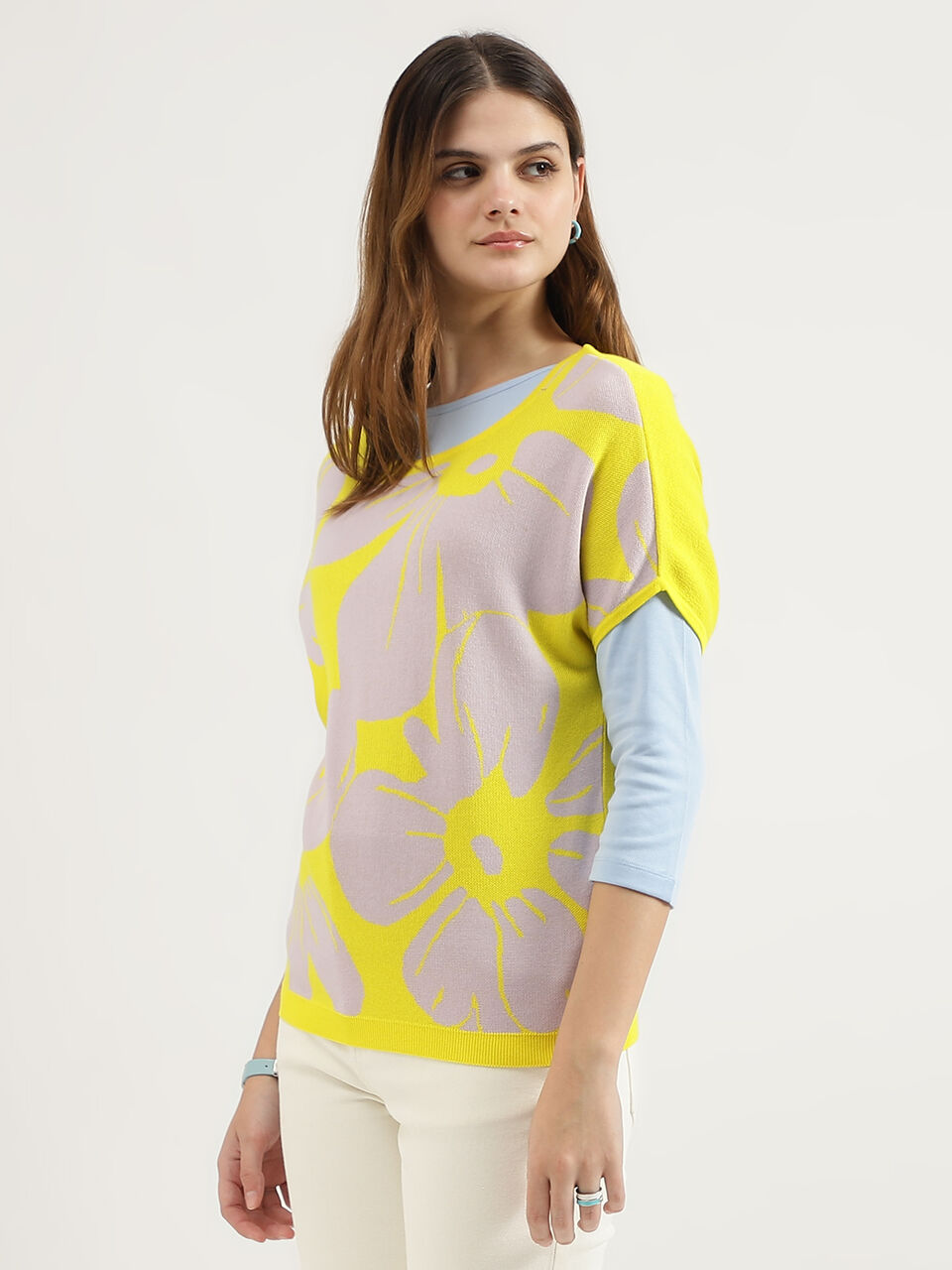 EXTD SLV FLORAL JACQUARD TRICOT image number null