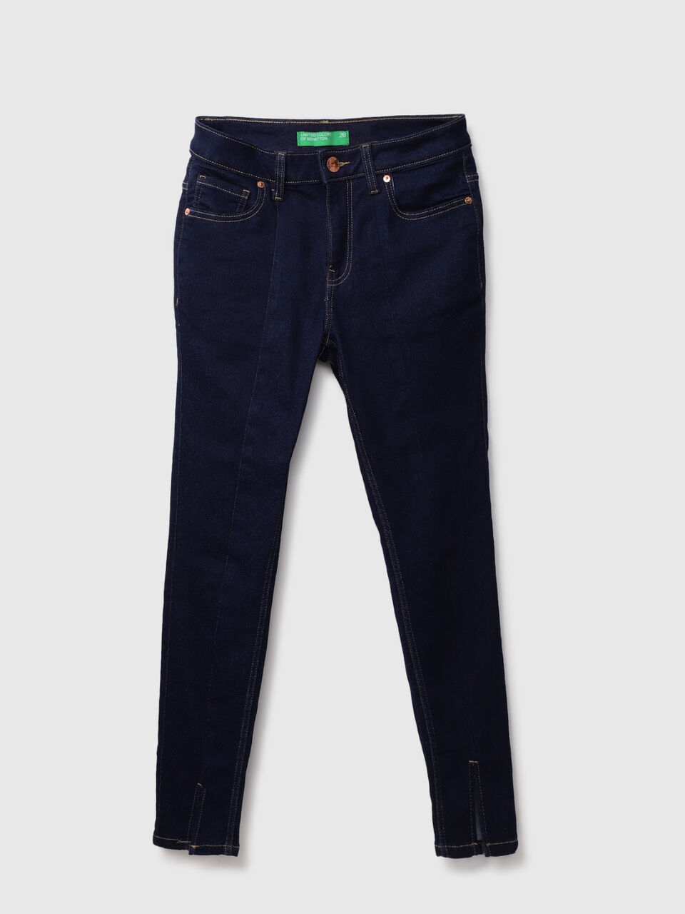 MIDWAIST FITTED DENIM WITH FRONT SLIT-BL image number 1