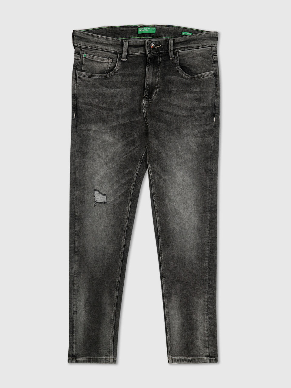 Low Crotch Faded Grey High Stretch Jeans image number 1