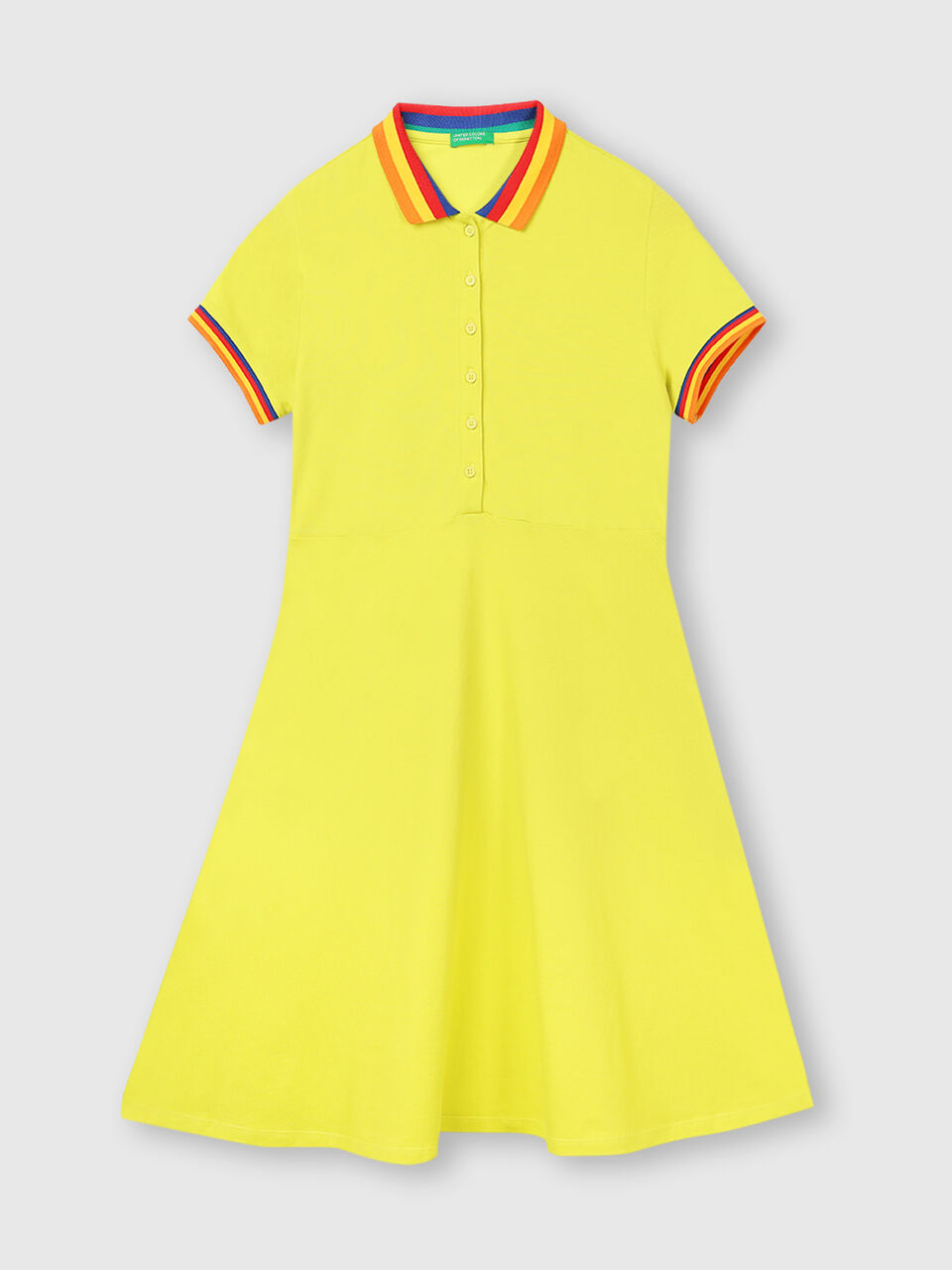 Pure Cotton Fit and Flare Dress with Polo Neck image number 1