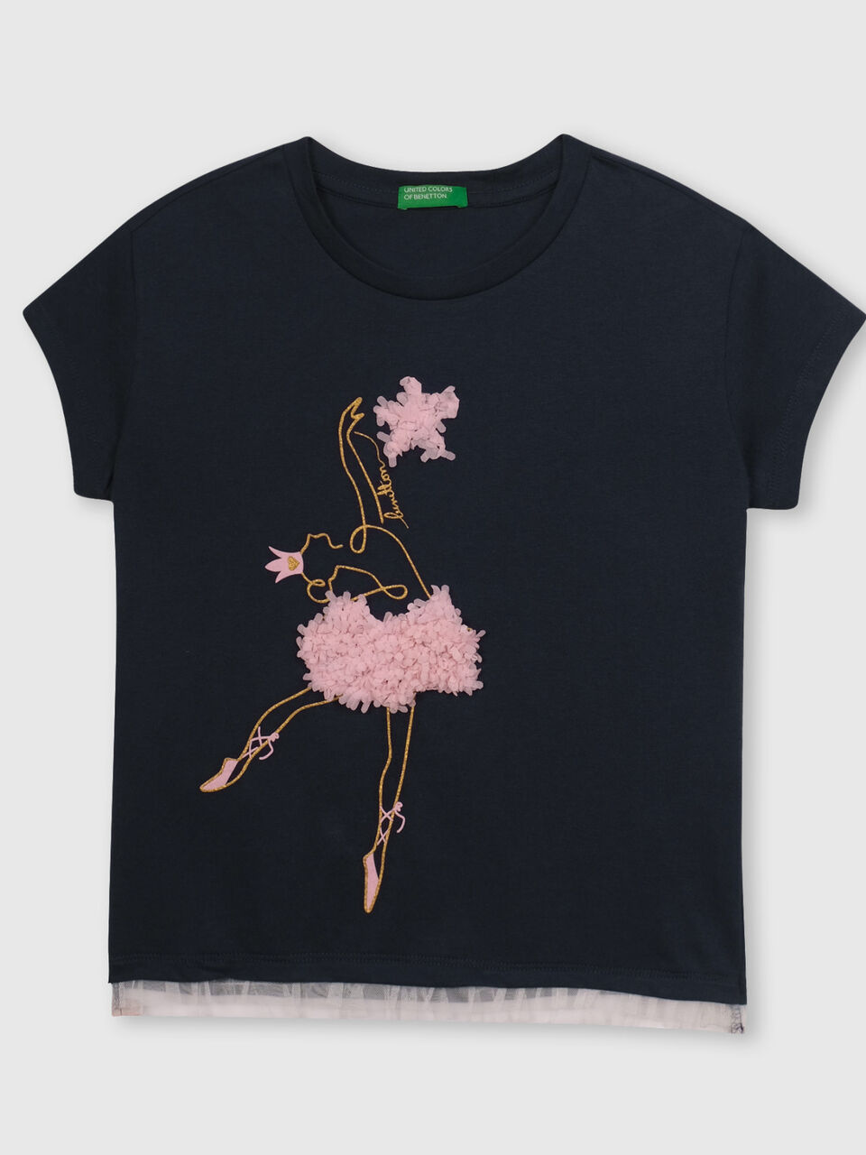 Ballerina t-shirt with laser cut tulle and stars image number 1