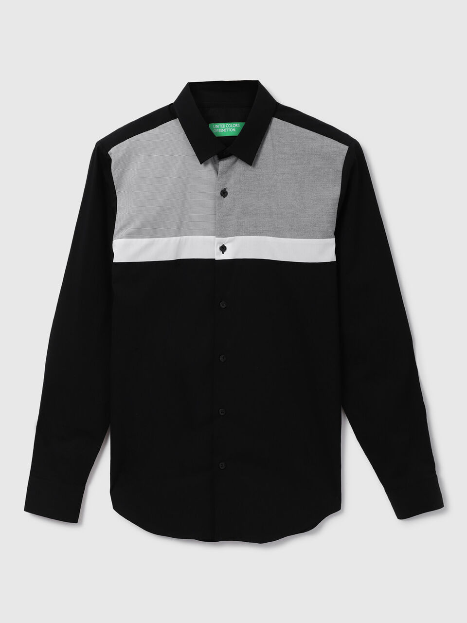 F/S POPLIN STR STRIPE PANEL BLOCK SHIRT image number null