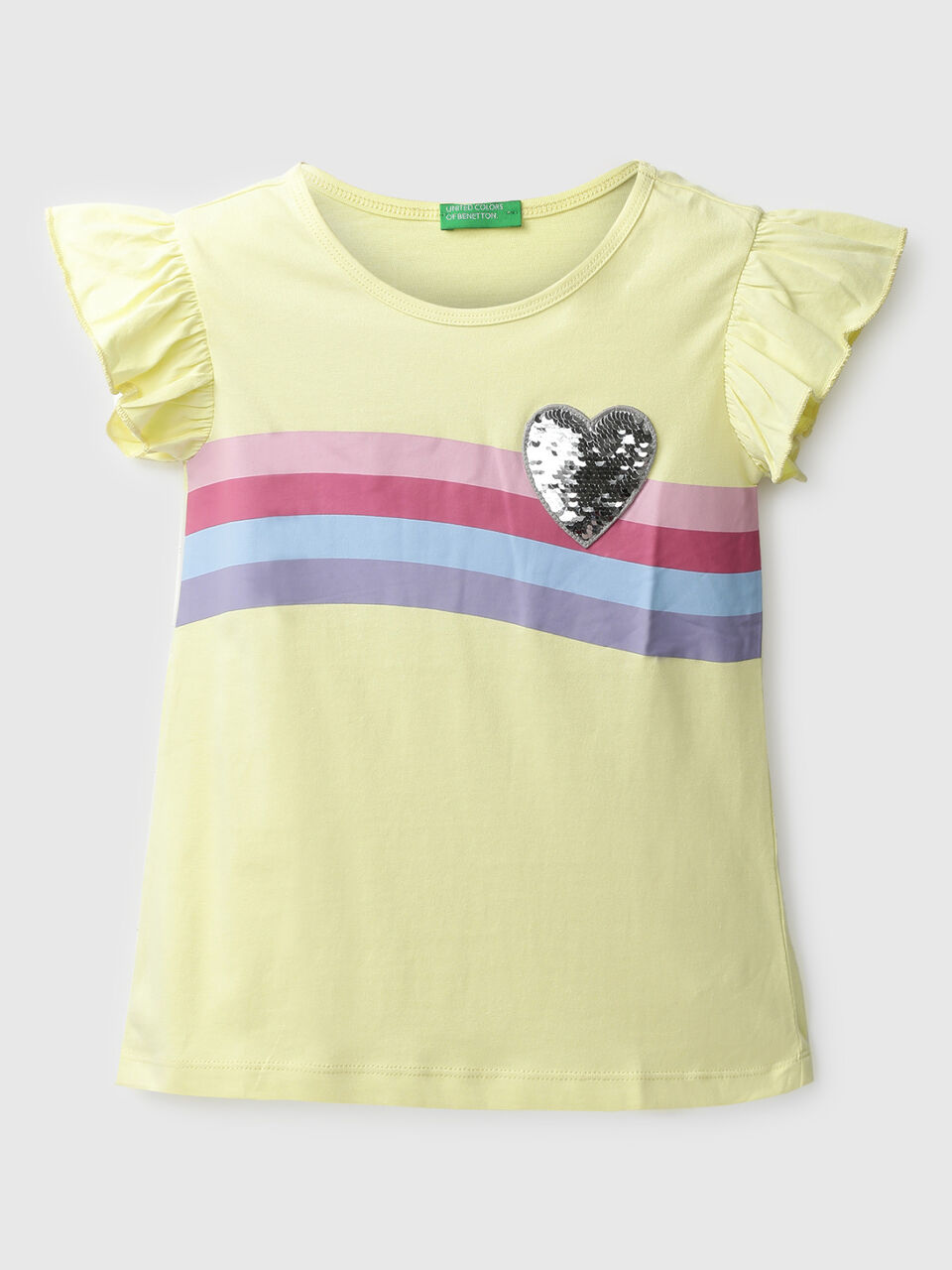 PRINT STRIPE WITH SEQUIN HEART T-SHIRT S image number 1