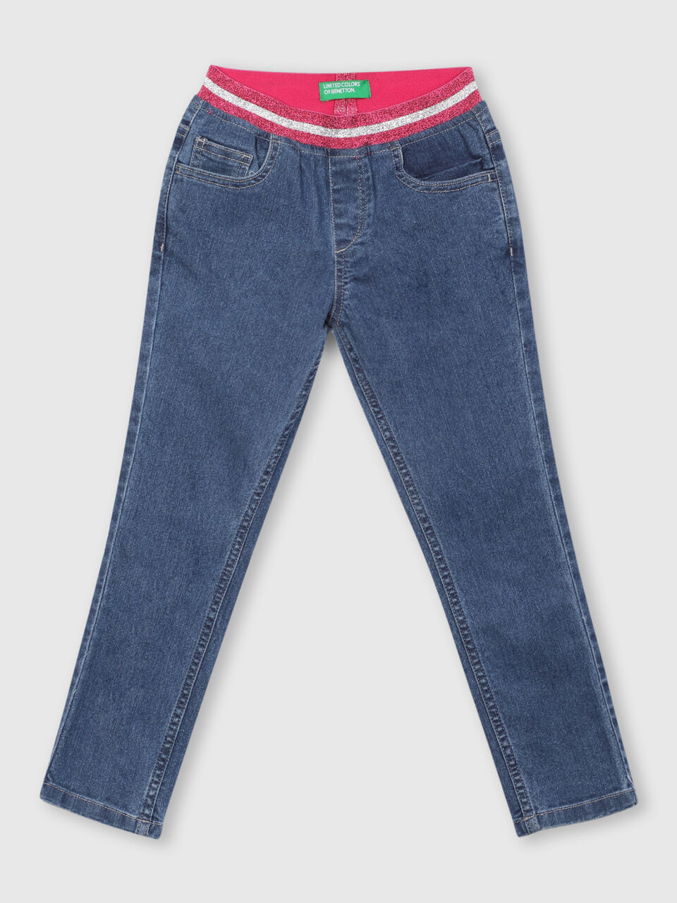 Denim jeans with elastic image number 1