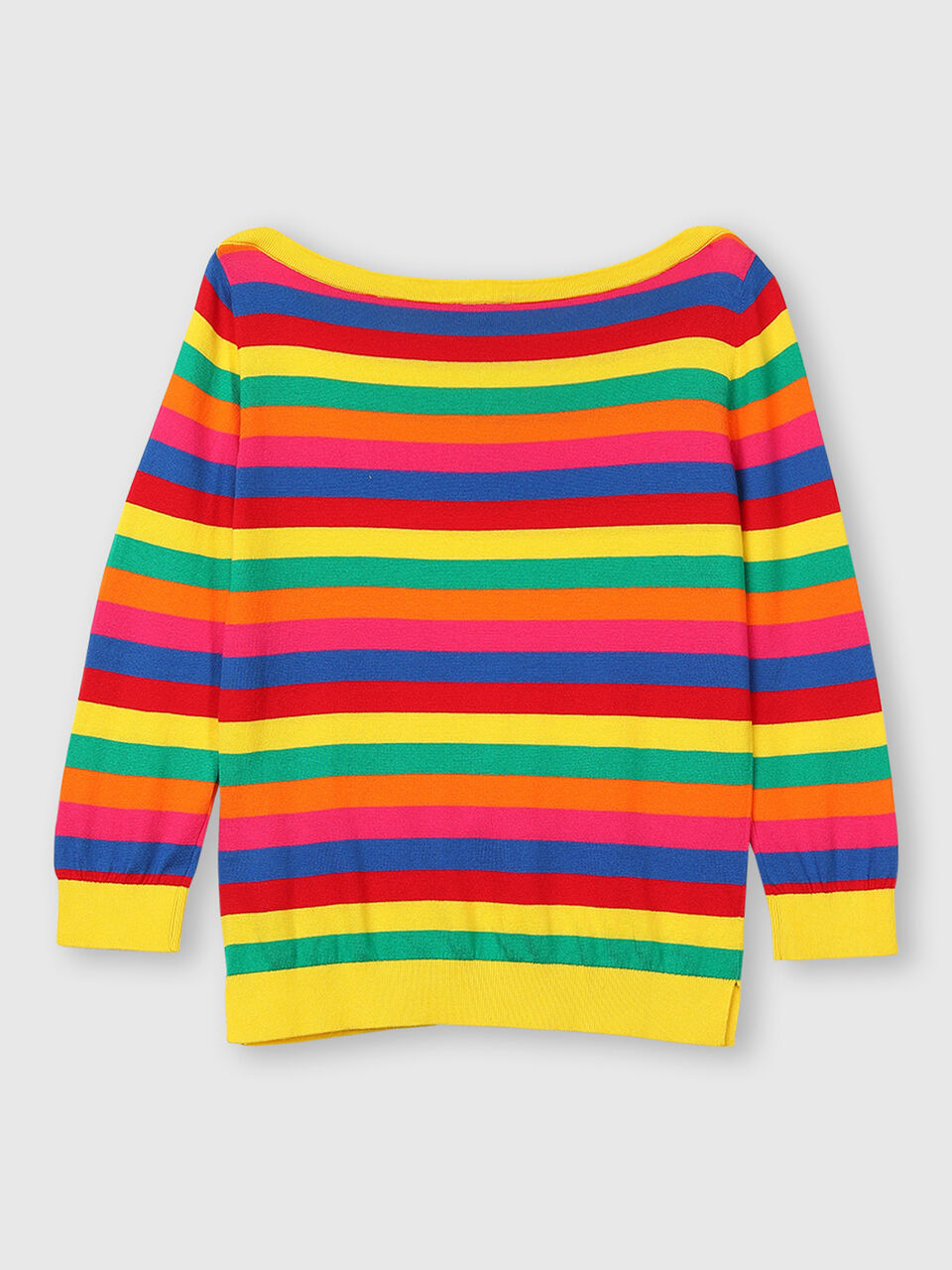 Cotton Boat Neck Striped Sweater image number 2
