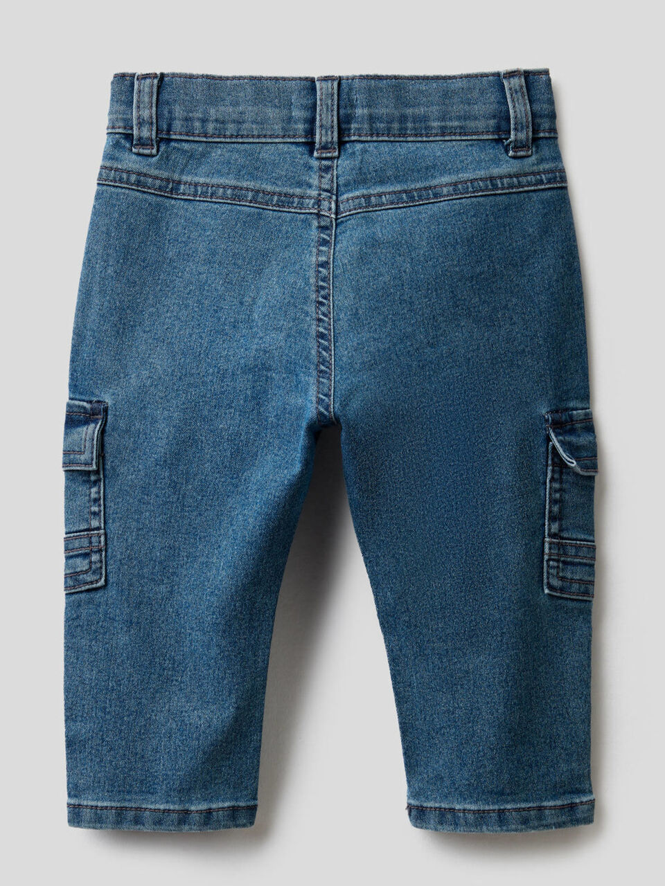 Stretch denim cargo trousers image number 2