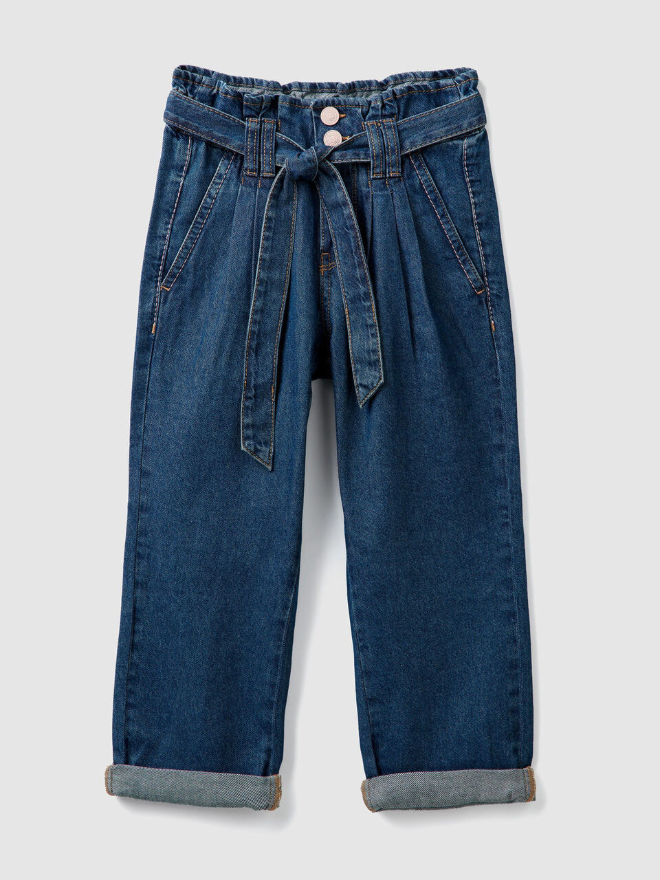 High-waisted denim pants image number 1