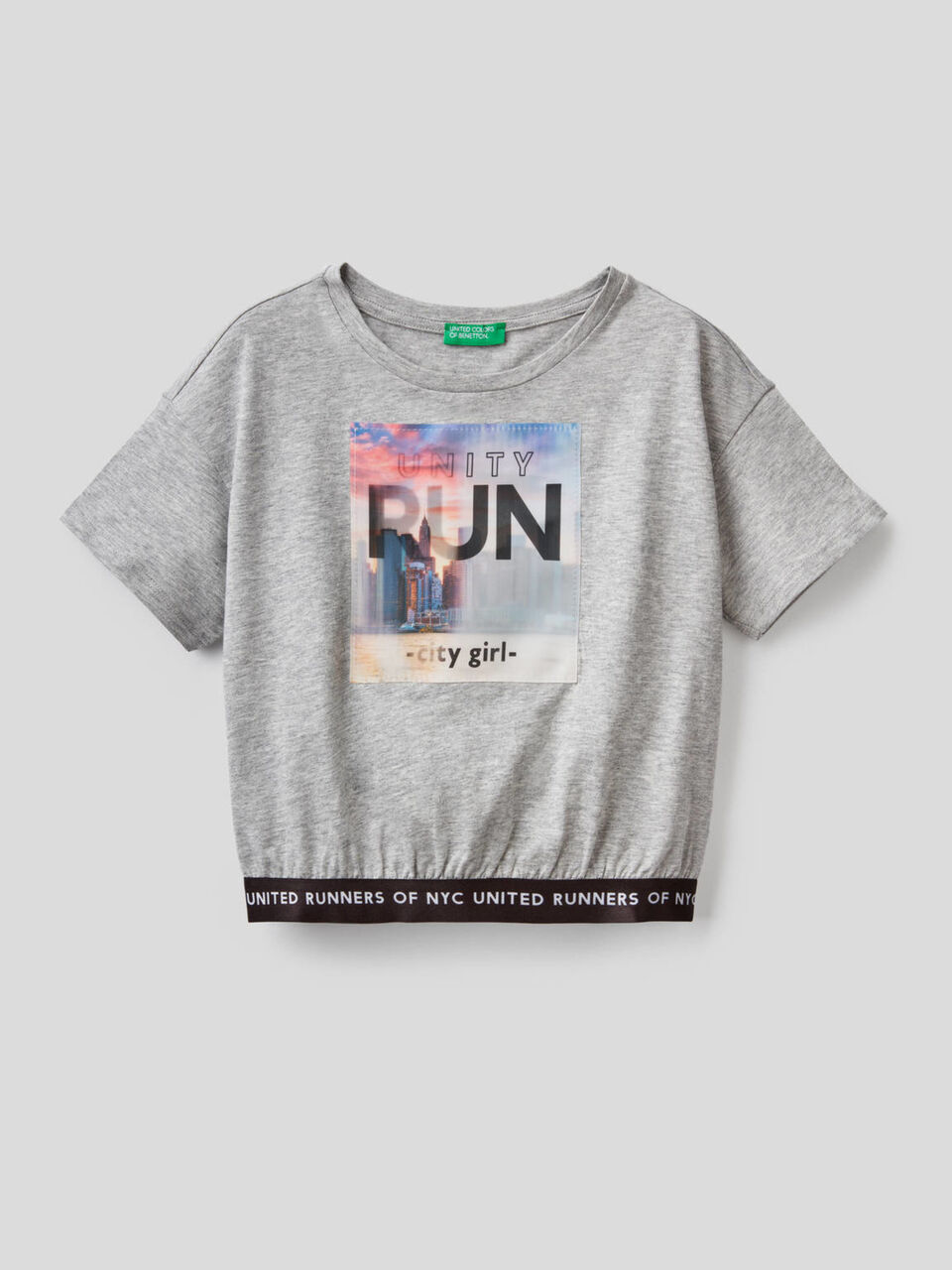Cropped t-shirt with shimmering print image number 1