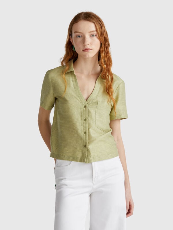 Striped shirt made from linen blend Women