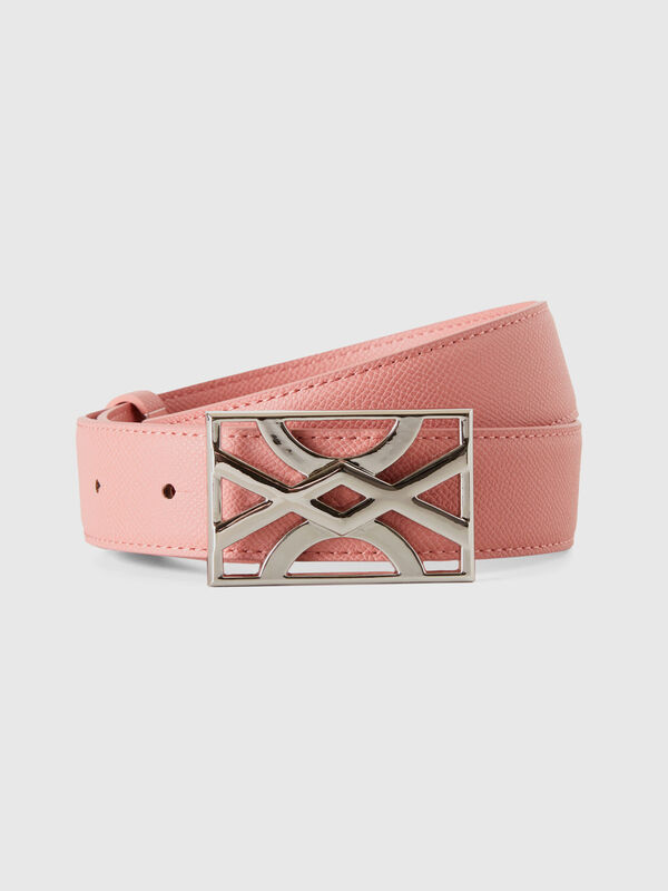 Pink belt with logo buckle Women