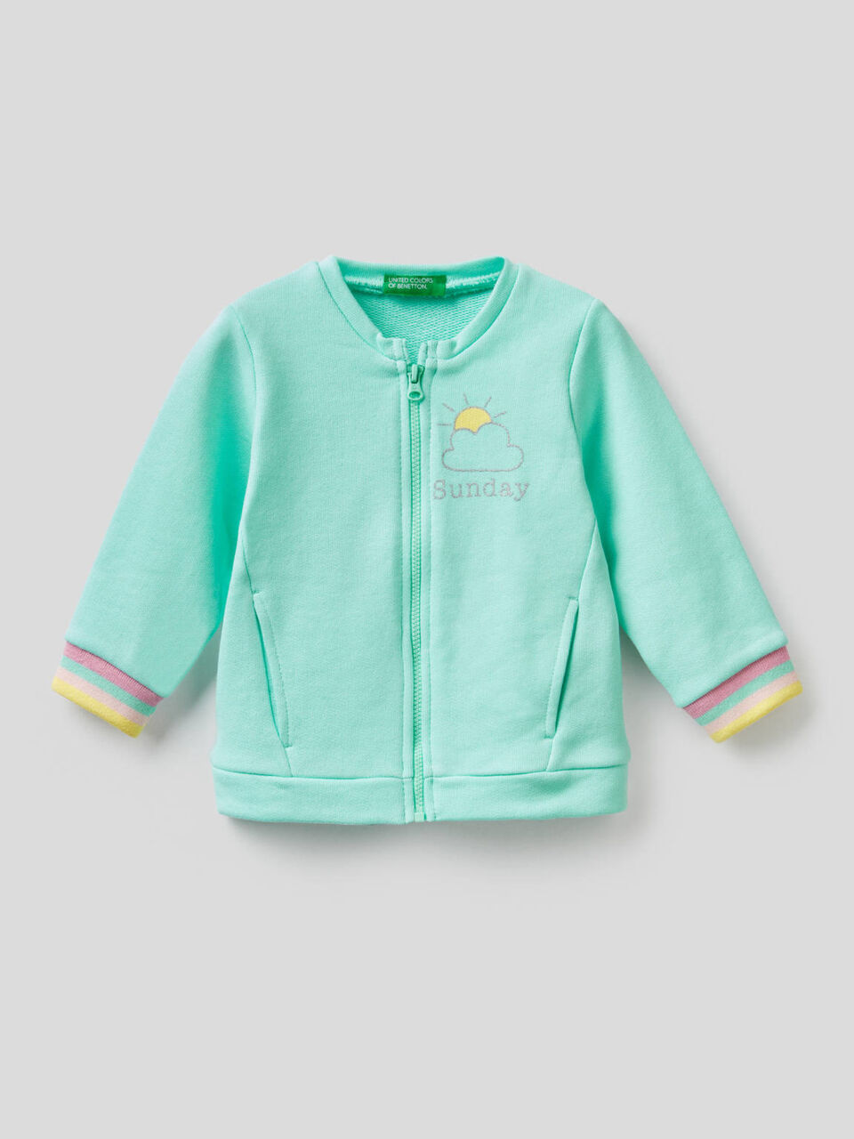 100% cotton sweatshirt with zip image number 1