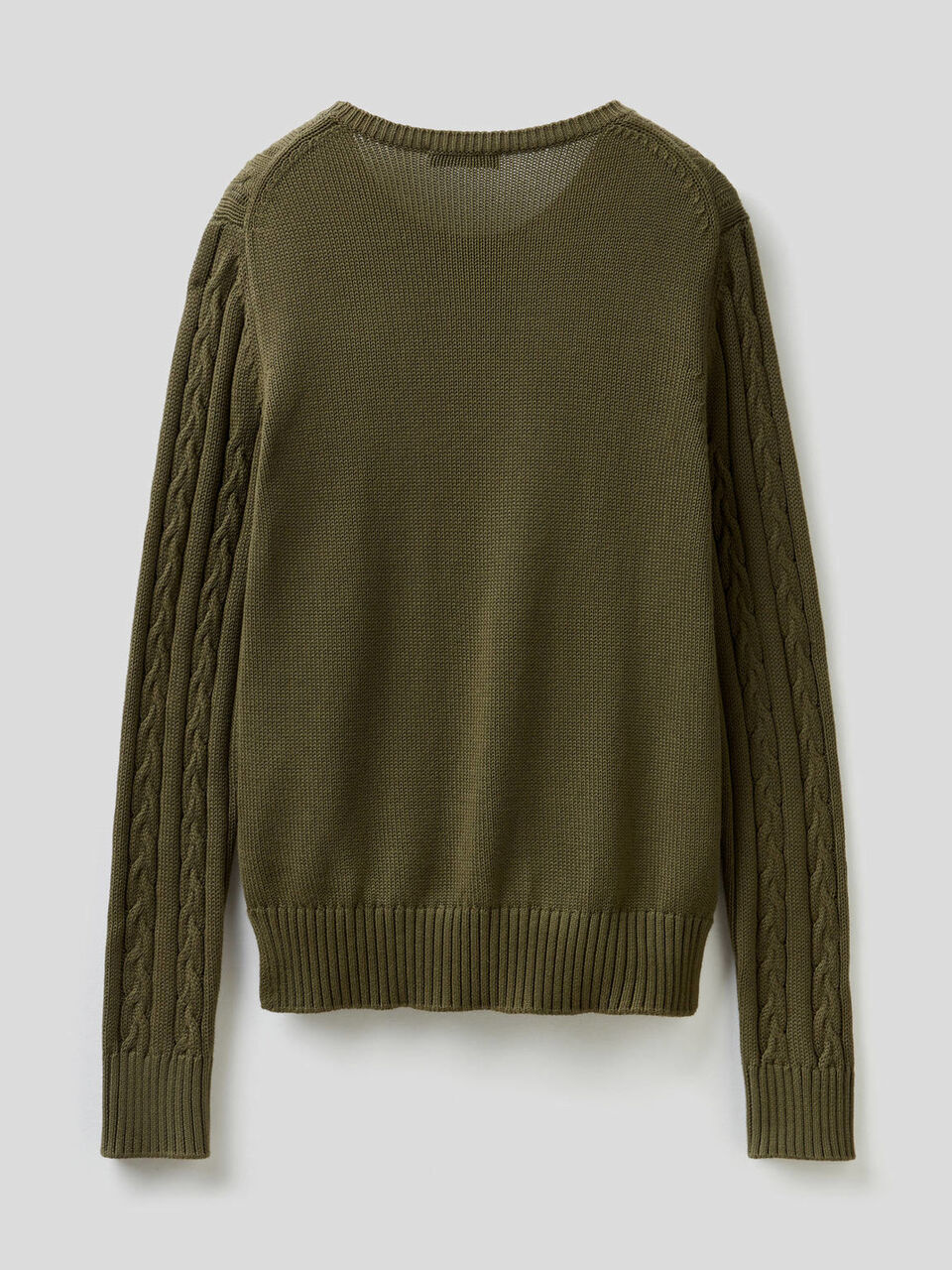 Cotton sweater with cable knit image number 2