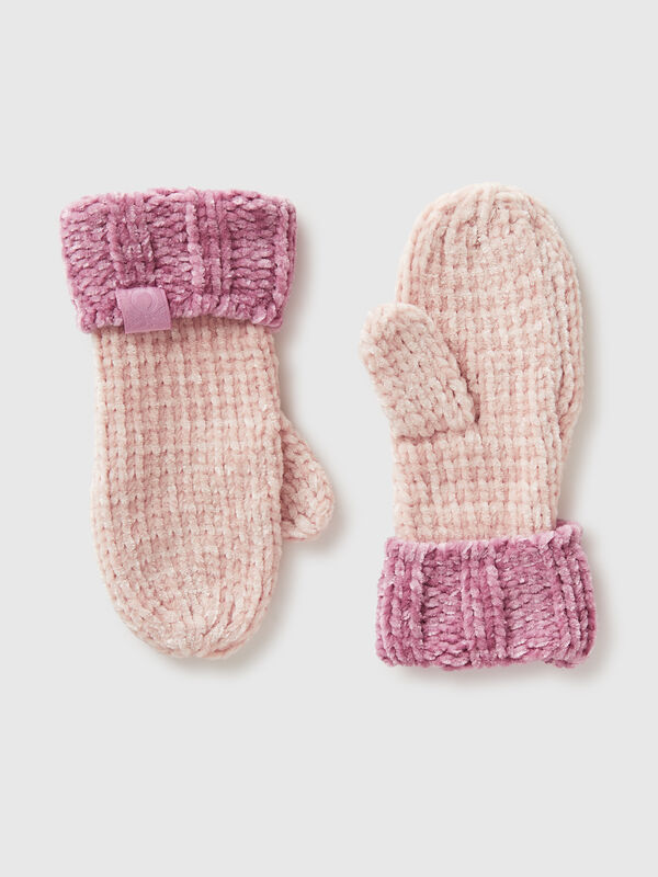 Color block chenille mittens Junior Boy