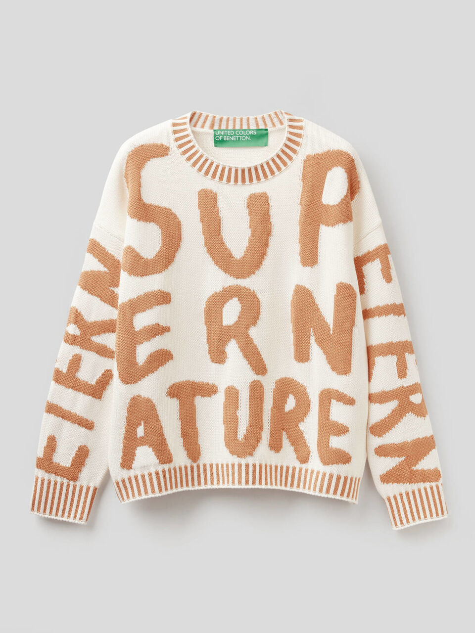 Cotton sweater with inlay motif image number 1