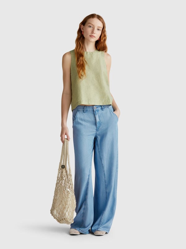Wide trousers in chambray Women