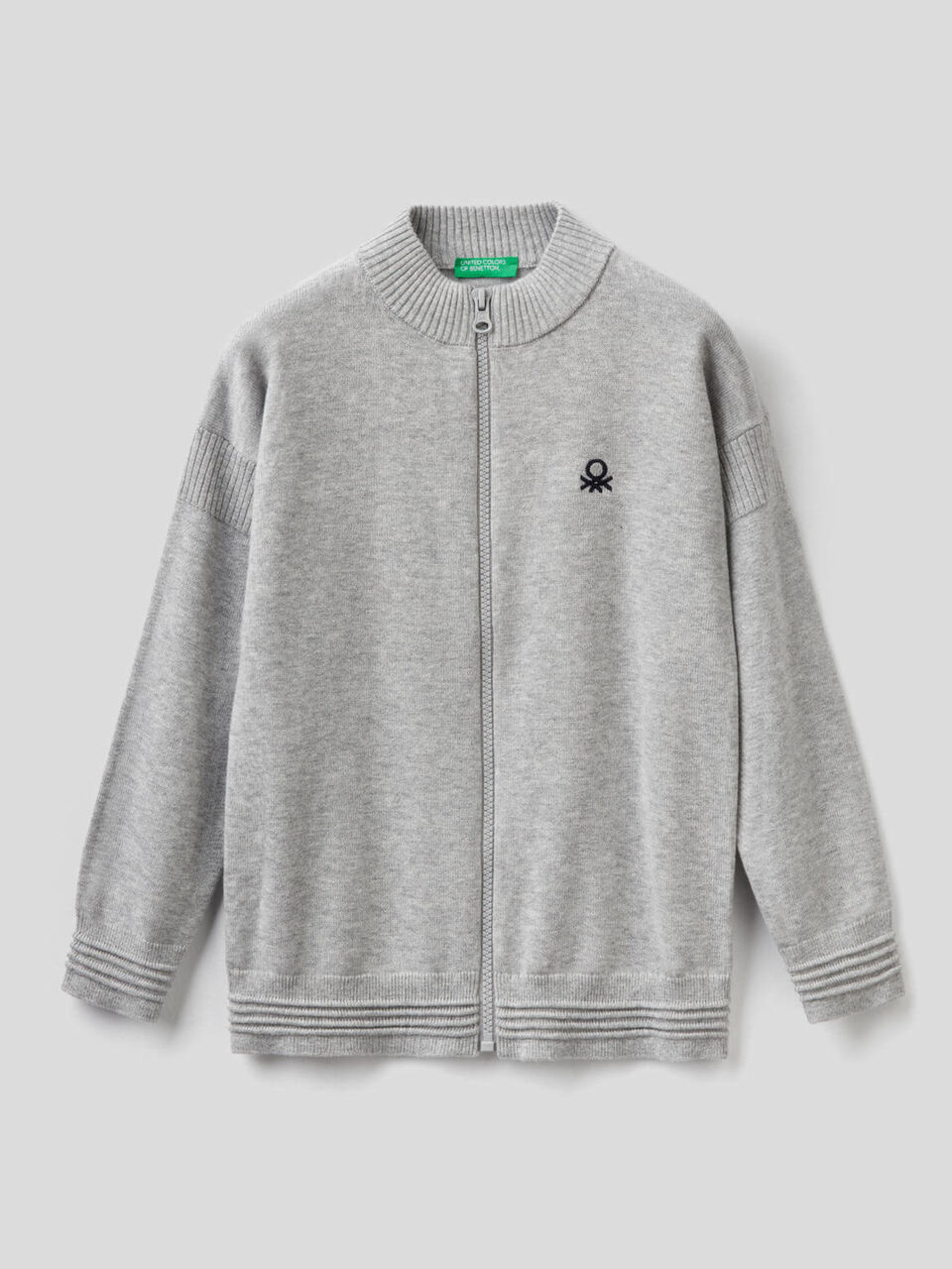 Zip-up 100% cotton cardigan image number 1