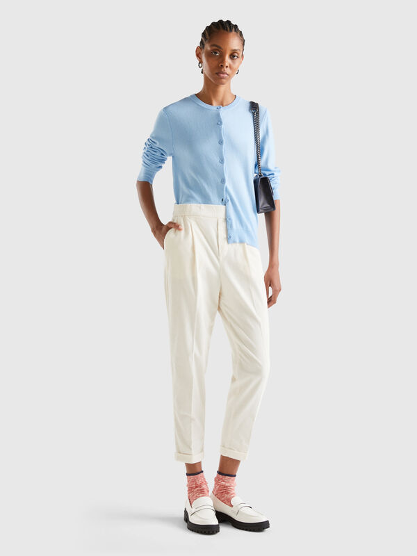 Chinos in velvet with stretch waist Women