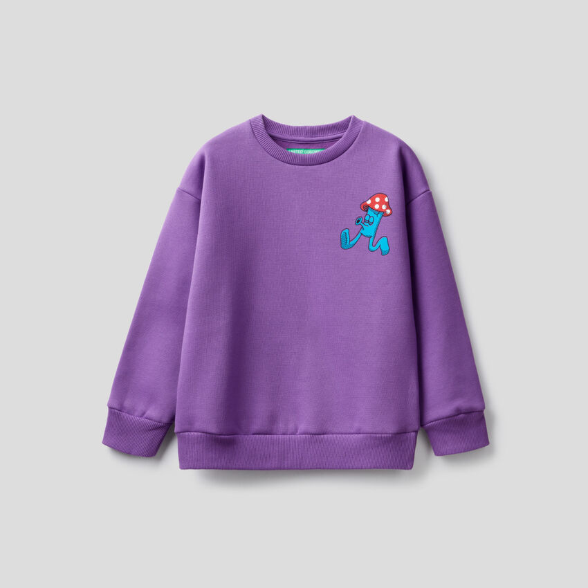 Purple unisex sweatshirt with print by Ghali
