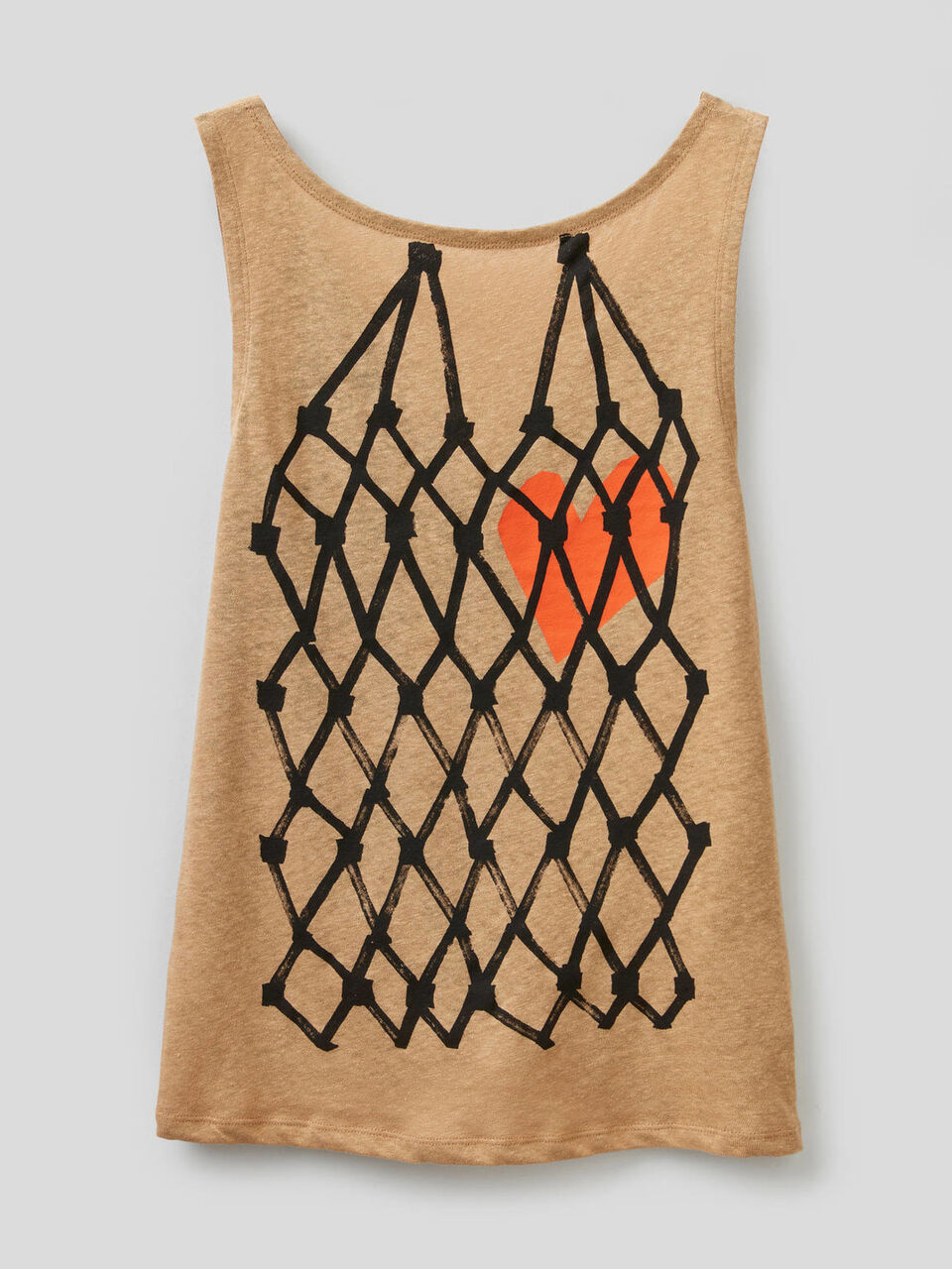 Printed tank top in cotton linen blend image number 1