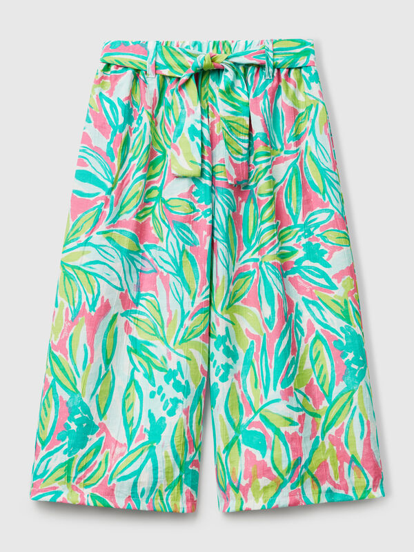 Palazzo trousers with tropical print Junior Girl