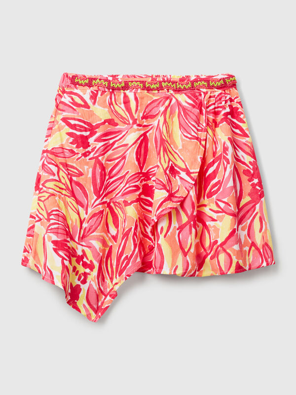 Mini skirt with tropical print Junior Girl